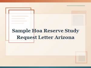 Arizona Hoa Reserve Study Letter Sample