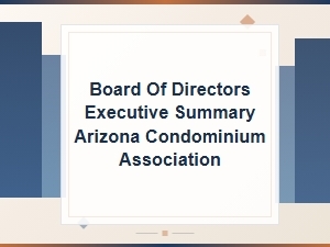 Arizona Condo Association Board Executive Summary